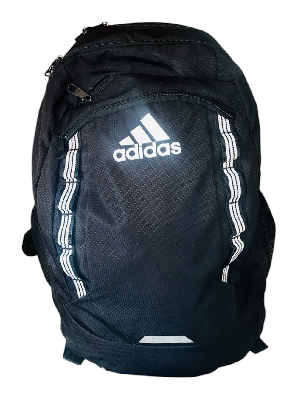 Adidas Black Sport Backpack with Reflective Stripes & Mesh Detail